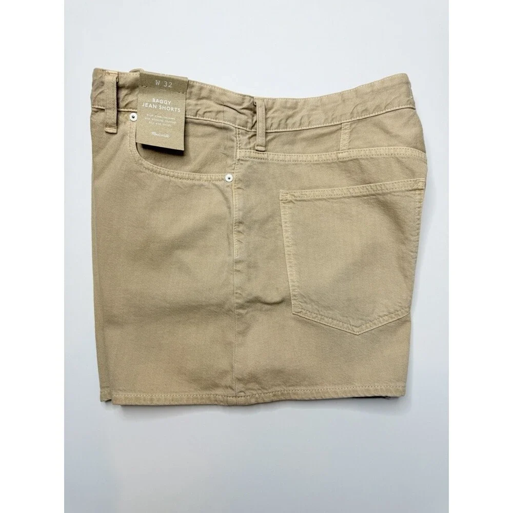Madewell Baggy Jean Shorts Women's 32 Beige High Rise Denim Shorts NWT